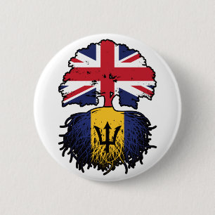 Barbados Barbadian British UK Tree Roots Flag Button