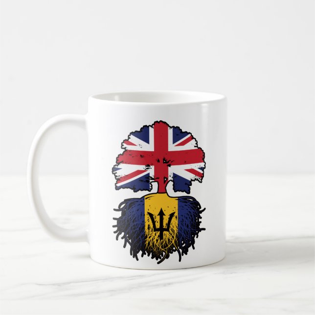 Barbados Barbadian British UK Tree Roots Flag Coffee Mug (Left)