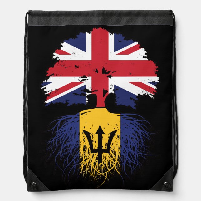 Barbados Barbadian British UK Tree Roots Flag Drawstring Bag (Front)