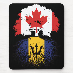 Barbados Barbadian Canadian Canada Tree Roots Flag Mouse Pad