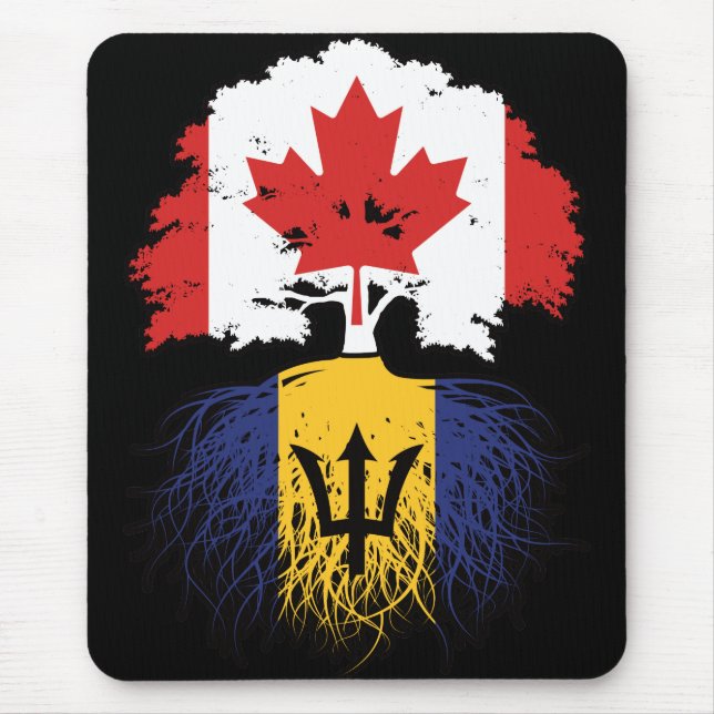 Barbados Barbadian Canadian Canada Tree Roots Flag Mouse Pad (Front)