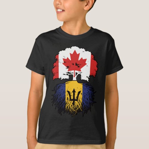 Barbados Barbadian Canadian Canada Tree Roots Flag T_Shirt