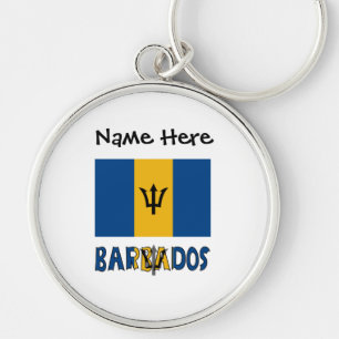 Barbados Barbadian Flag Black Personalization  Keychain