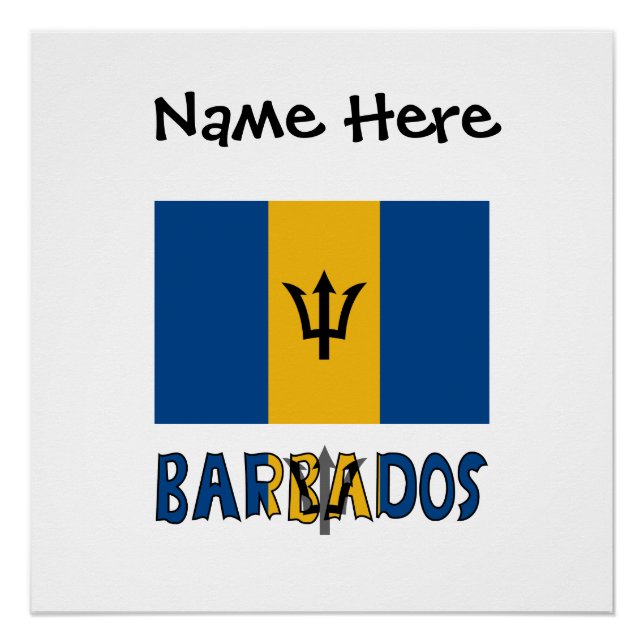 Barbados Barbadian Flag Black Personalization  Poster (Front)