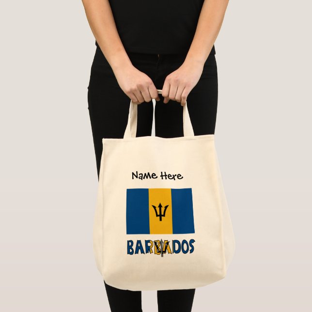 Barbados Barbadian Flag Black Personalization  Tote Bag (Front (Product))