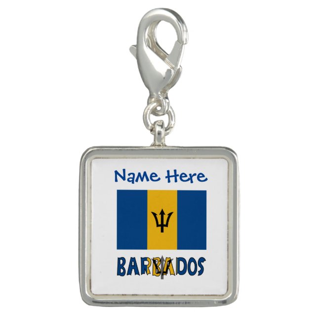 Barbados Barbadian Flag Blue Personalization  Charm (Front)