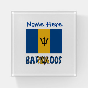 Barbados Barbadian Flag Blue Personalization  Paperweight