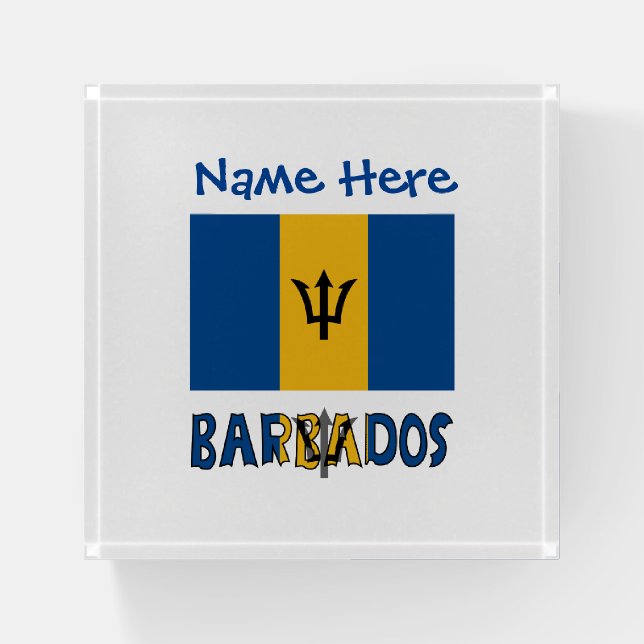 Barbados Barbadian Flag Blue Personalization  Paperweight (Front)