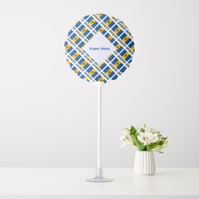 Barbados Barbadian Flag Tiled Blue Personalization Balloon (In SItu)