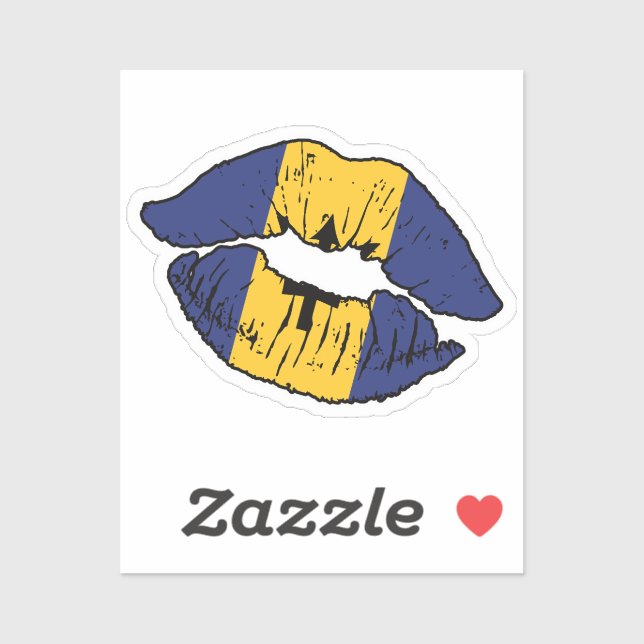 Barbados Barbadian Lipstick Love Flag Sticker (Sheet)