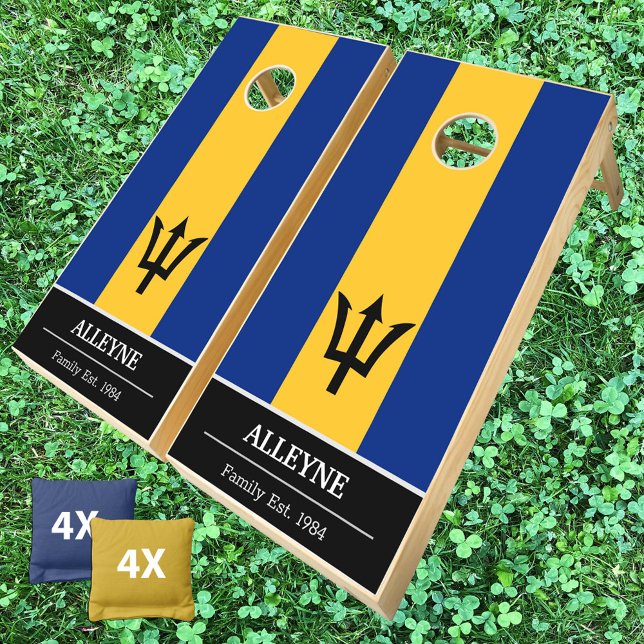 Barbados & Barbados Flag personalized / Family fun Cornhole Set (Creator Uploaded)