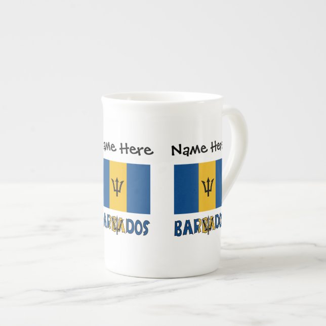 Barbados Barbarian Flag Personalized  Bone China Mug (Front Right)