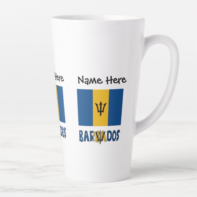 Barbadós Barbarian Flag Personalized  Latte Mug (Right)
