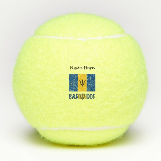 Barbados Barbarian Flag Personalized Name Tennis Balls (Front)