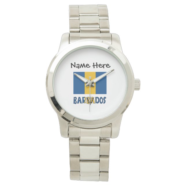 Barbados Barbarian Flag Personalized Name Watch (Front)