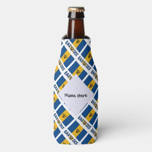 Barbados Barbarian Flag Tiled Personalized  Bottle Cooler
