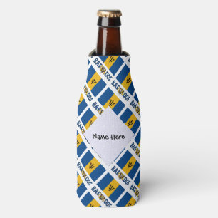 Barbados Barbarian Flag Tiled Personalized Name Bottle Cooler