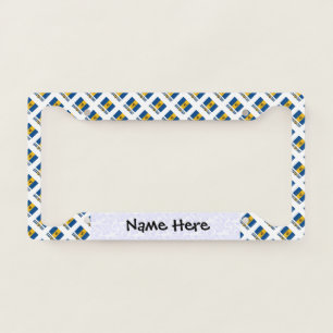 Barbados Barbarian Flag Tiled Personalized Name License Plate Frame