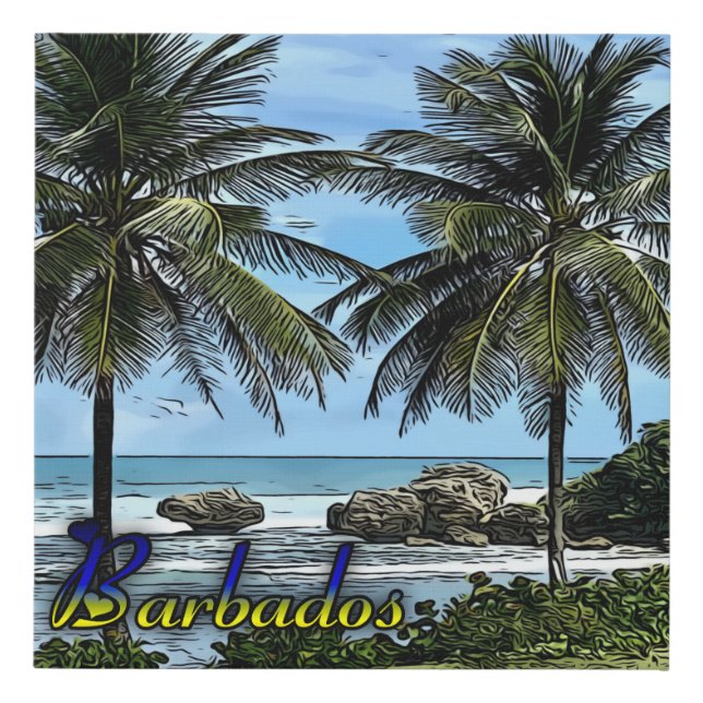 Barbados - Bathsheba Beach Faux Canvas Print (Front)