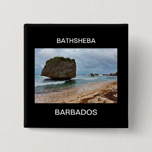 Barbados, Bathsheba Rocks Pinback Button (Front)
