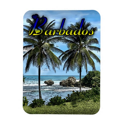 Barbados Beach Palm Trees Magnet