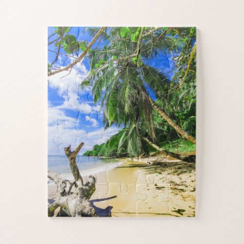Barbados Caribbean Island Beach Palm Tree Retreat Jigsaw Puzzle