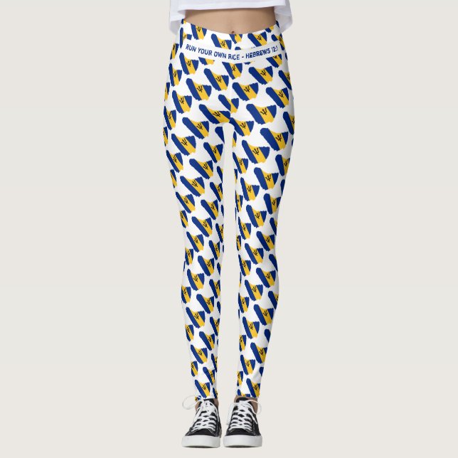 BARBADOS Christian Custom RUN YOUR OWN RACE Leggings (Front)