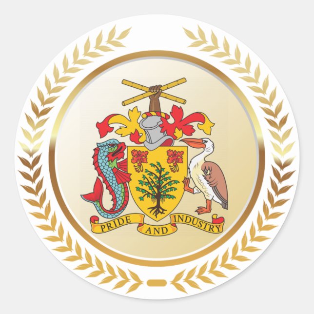 Barbados Coat of Arms Classic Round Sticker (Front)