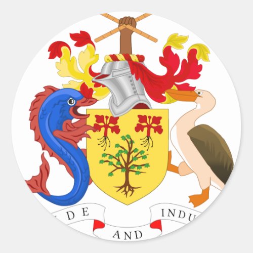Barbados Coat Of Arms Classic Round Sticker