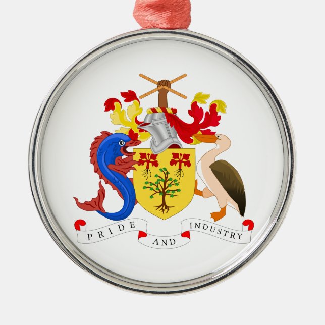 Barbados Coat Of Arms Metal Ornament (Front)