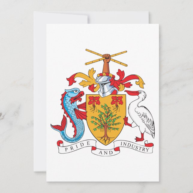 Barbados Coat of Arms National Emblem  Invitation (Front)