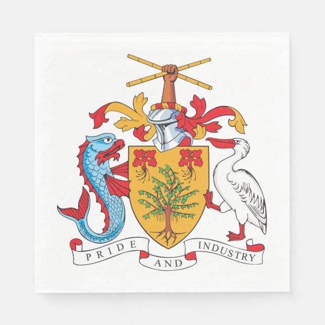 Barbados Coat of Arms National Emblem  Napkins (Front)