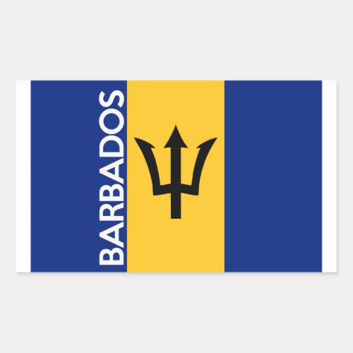 barbados country flag symbol name text rectangular sticker