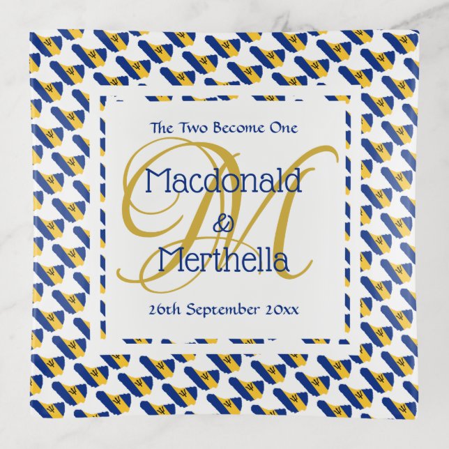 BARBADOS Custom Favor Gift Keepsake Wedding Trinket Tray (Front)