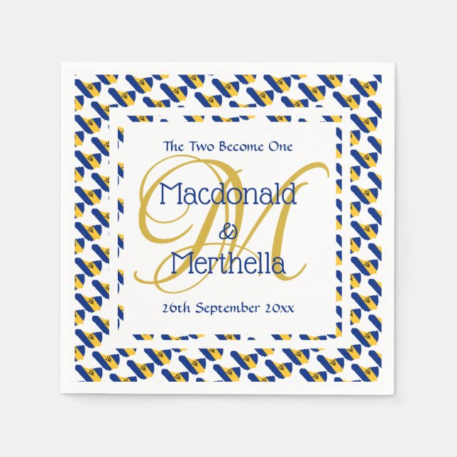 BARBADOS Custom Monogram Wedding Celebration Paper Napkins (Front)