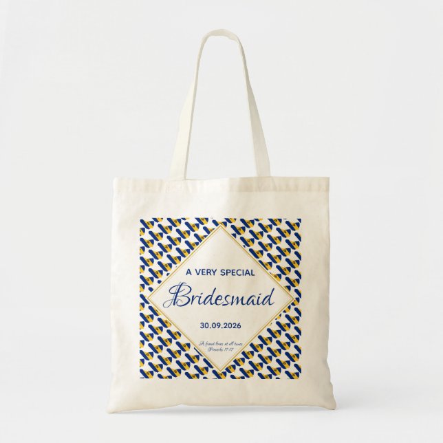 BARBADOS Custom Wedding Scripture Bridesmaid Tote Bag (Front)
