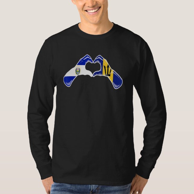 Barbados El Salvador Flag Barbadian Salvadorian He T-Shirt (Front)