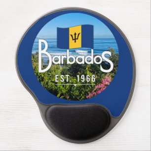 "Barbados Est. 1966" East Coast View With Flag Gel Mouse Pad
