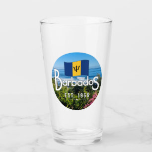 "Barbados Est. 1966" East Coast View With Flag Glass