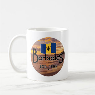 "Barbados Est. 1966" Sunset With Barbados Flag Coffee Mug