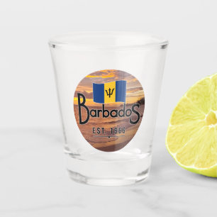 "Barbados Est. 1966" Sunset With Barbados Flag Shot Glass