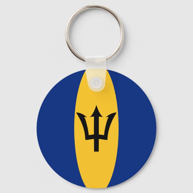 Barbados Fisheye Flag Keychain (Front)