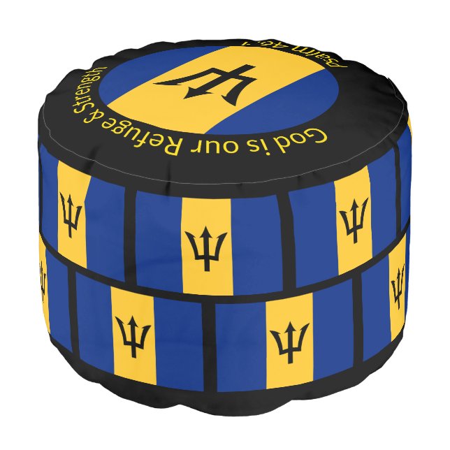 BARBADOS FLAG | Add Photo | Christian Scripture Pouf (Angled Front)