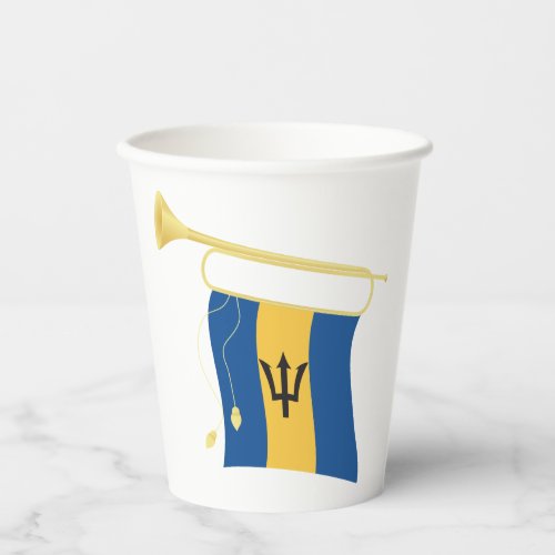Barbados Flag And Bugle Paper Cups