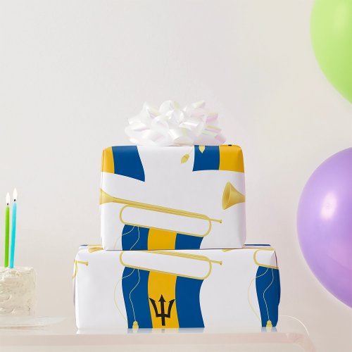 Barbados Flag And Bugle Wrapping Paper