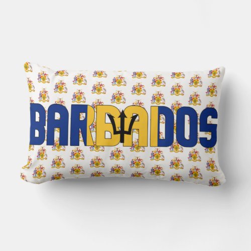 Barbados Flag and Coat of Arms Patriotic Lumbar Pillow