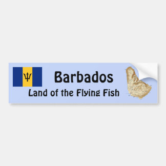 Barbados Flag and Map Bumper Sticker