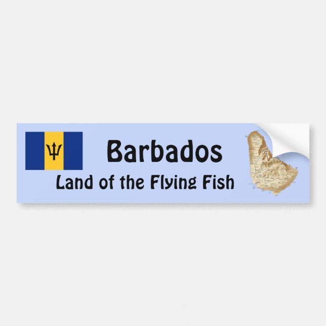 Barbados Flag and Map Bumper Sticker (Front)