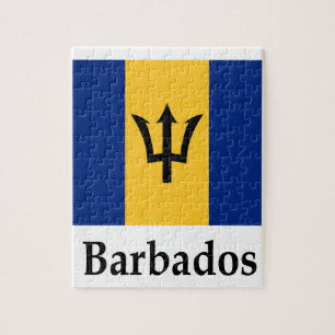 Barbados Flag And Name Jigsaw Puzzle