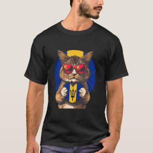 Barbados Flag Bajan Pride Bajan Roots Cat Trident  T-Shirt